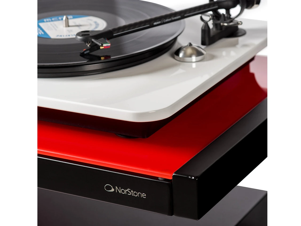Plattenspieler, Turntable, Rot/orange, Korpusfarbe Rot, Logo sichtbar