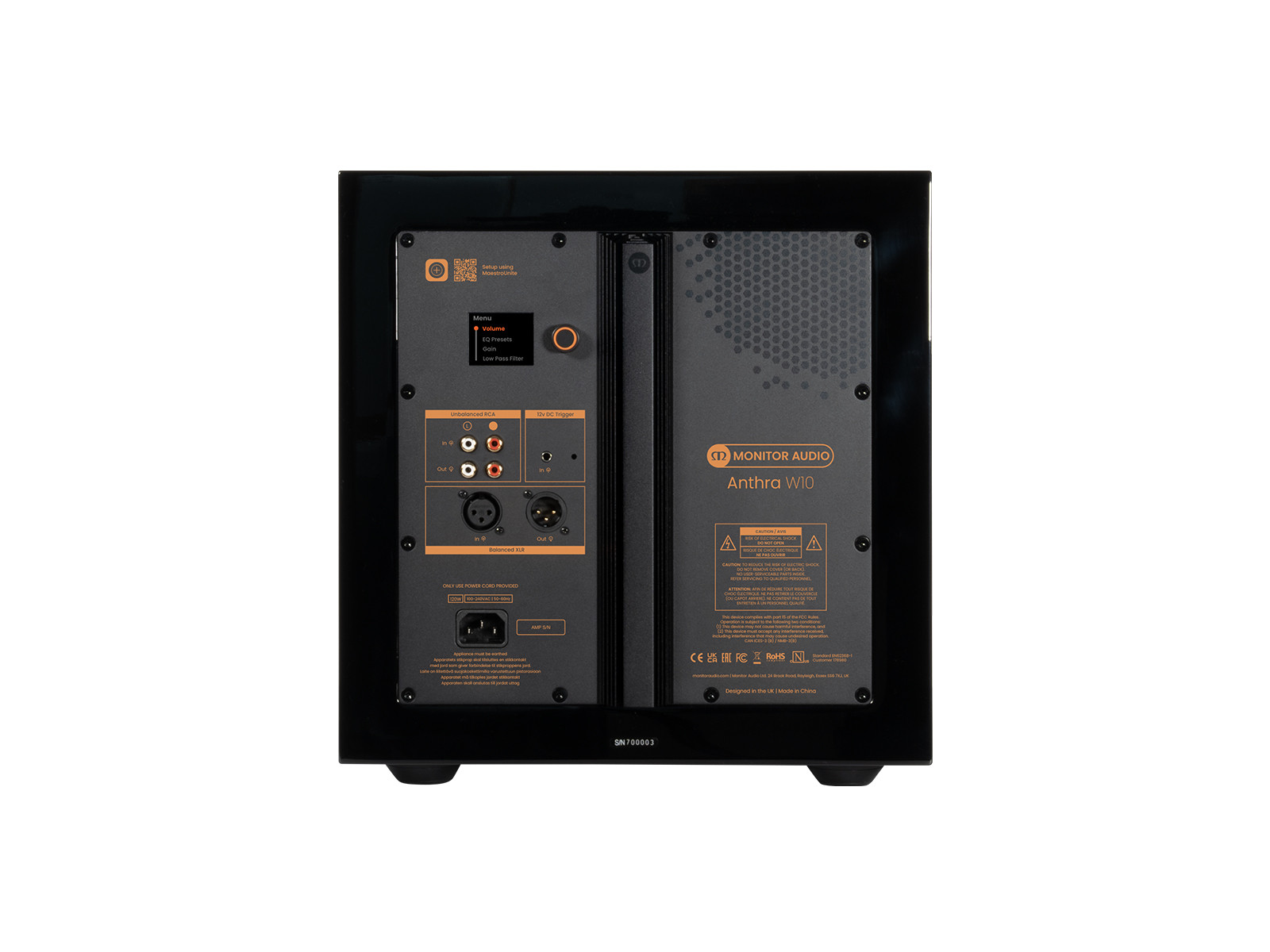 Monitor Audio Anthra W10 Subwoofer Rückansicht