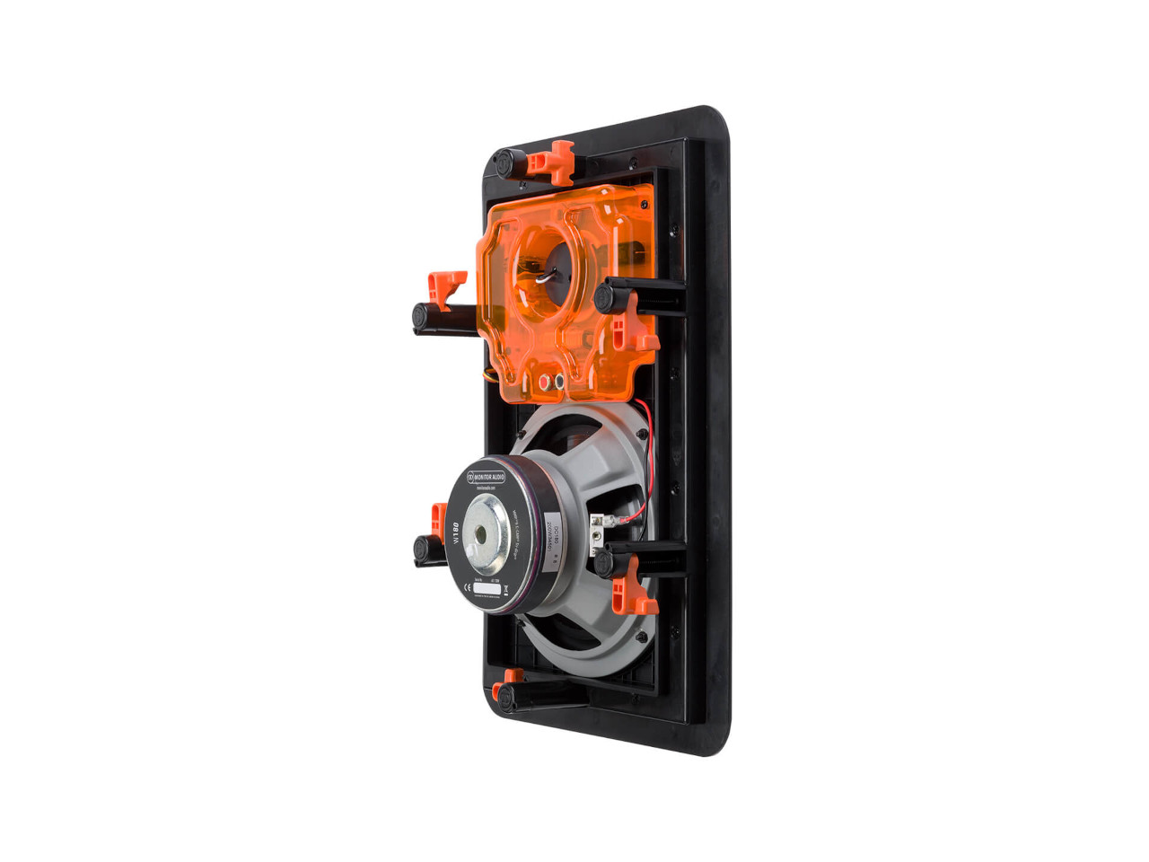 Subwoofer, Car audio, Lautsprecher, Orangene Gehäuse, montierter Lautsprecher