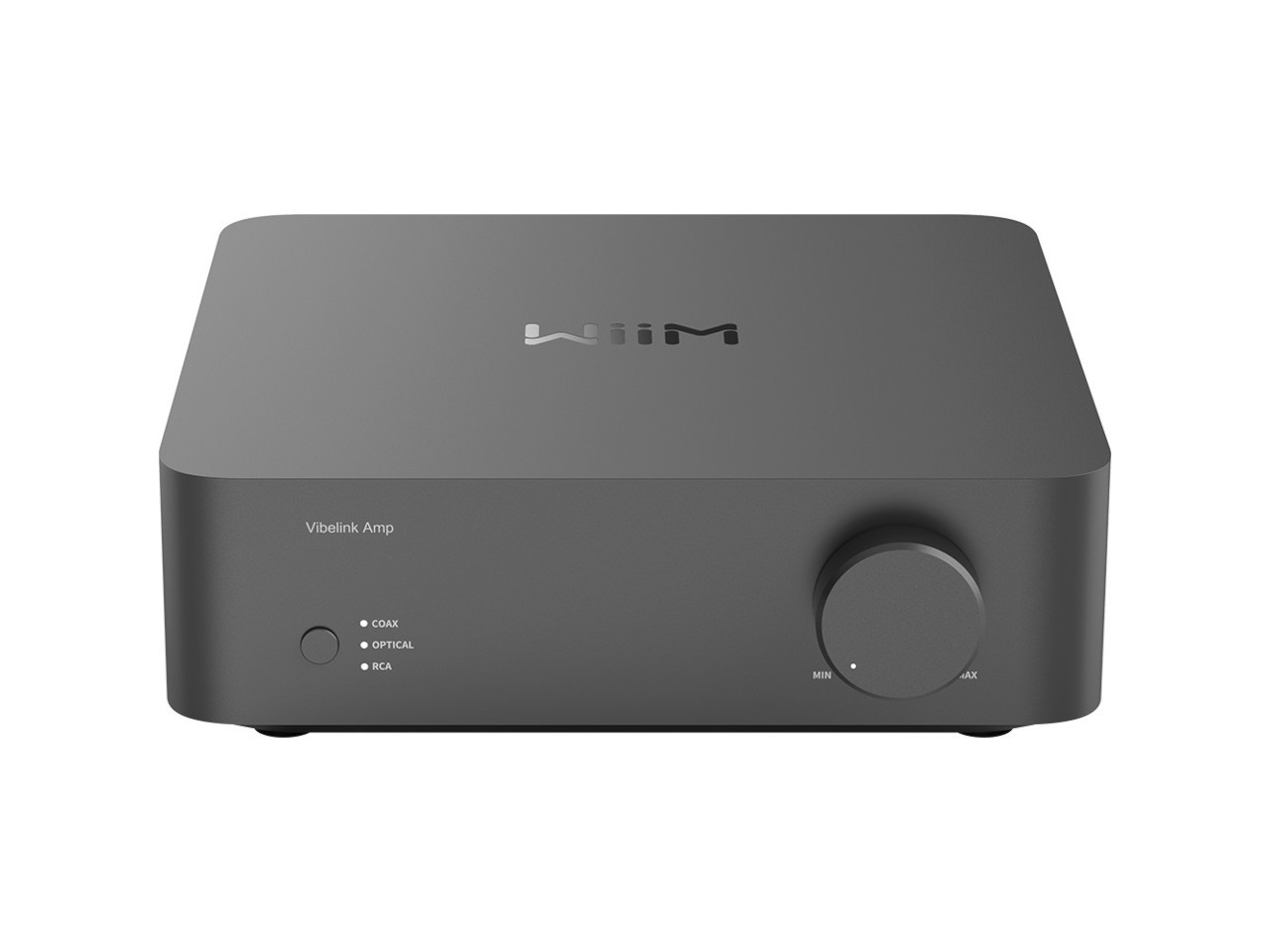 VibelinK Amp, Hifi-Verstärker, RCA/Coax/Optical-Inputs, Rundes Drehknopf, Grau