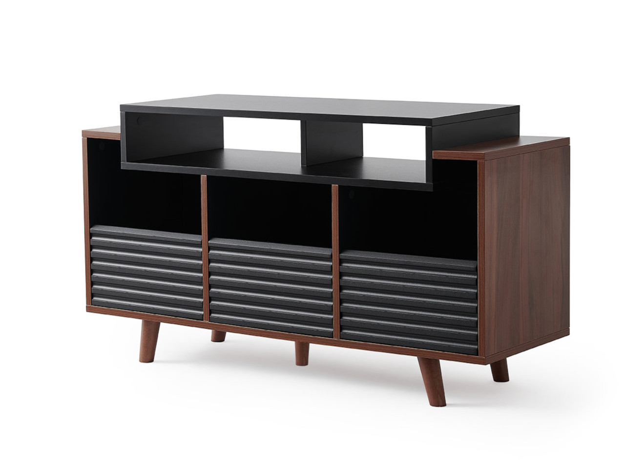 lowboard, Medienkonsole, Schrank, Holzsideboard, Lamellen-Schiebetüren