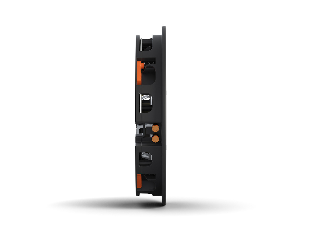 elektrische Steckdose, Wandsteckdose, Industrie-Modul, dunkelgrau, orange Akzente