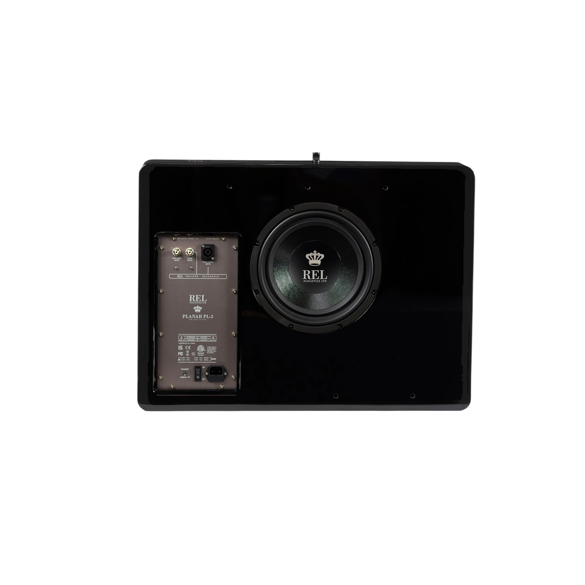 subwoofer, audio system, lautsprecher, schwarzes gehäuse, verstärker platine
