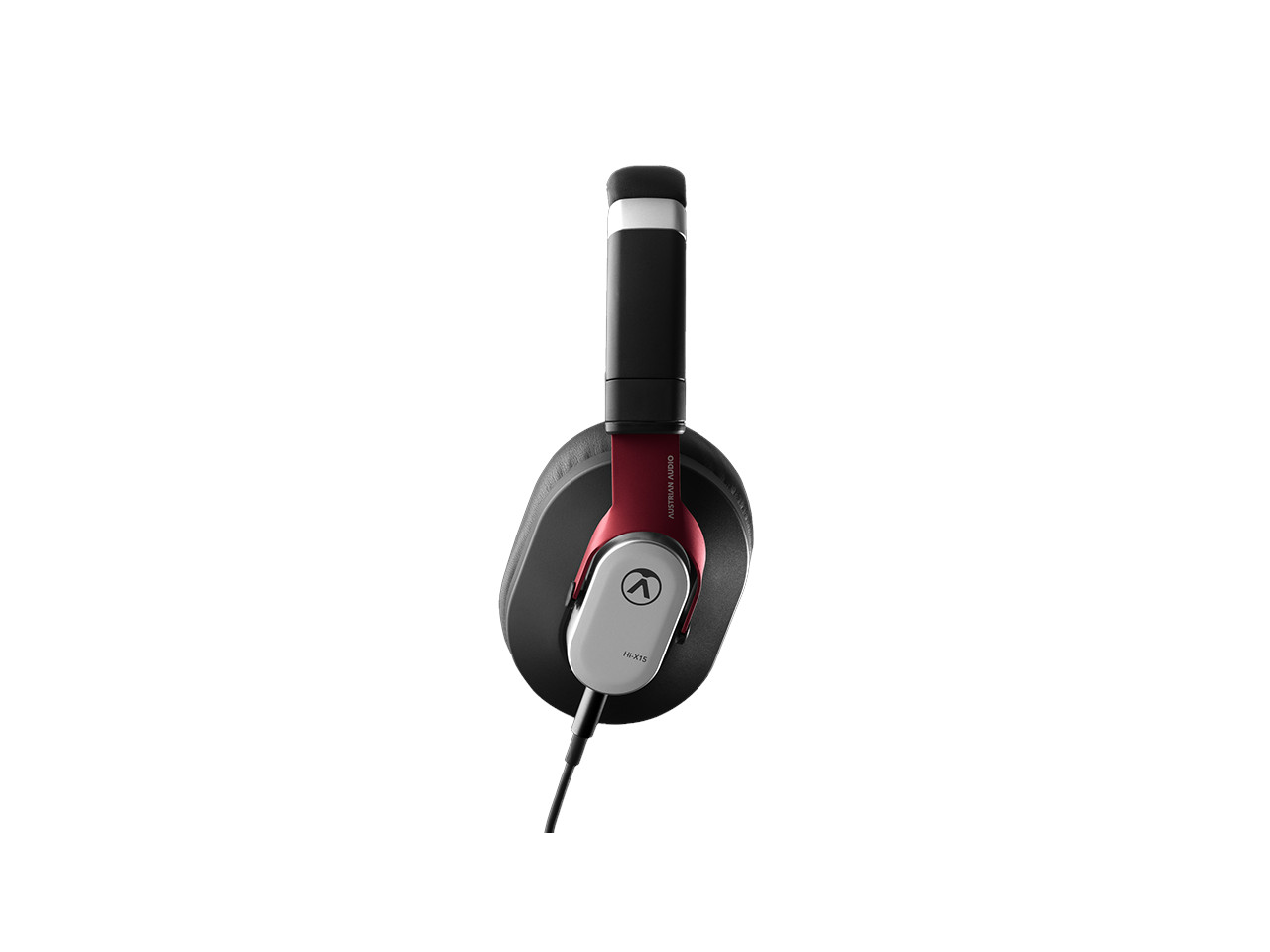 kopfhörer, over-ear, kabelgebunden, schwarz, rot