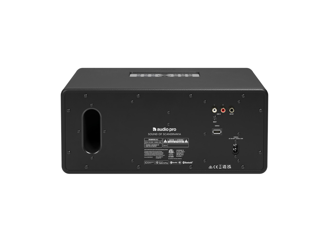 stereo-Verstärker, Audio Pro, Rückseite, USB-Anschluss, RCA-Anschlüsse