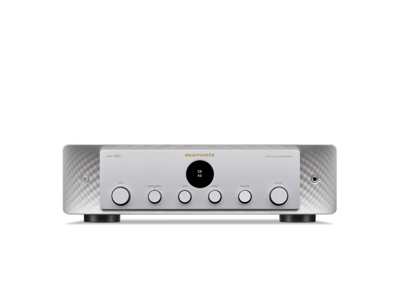 hi-fi, Verstärker, silber, Drehknöpfe, rundes Display