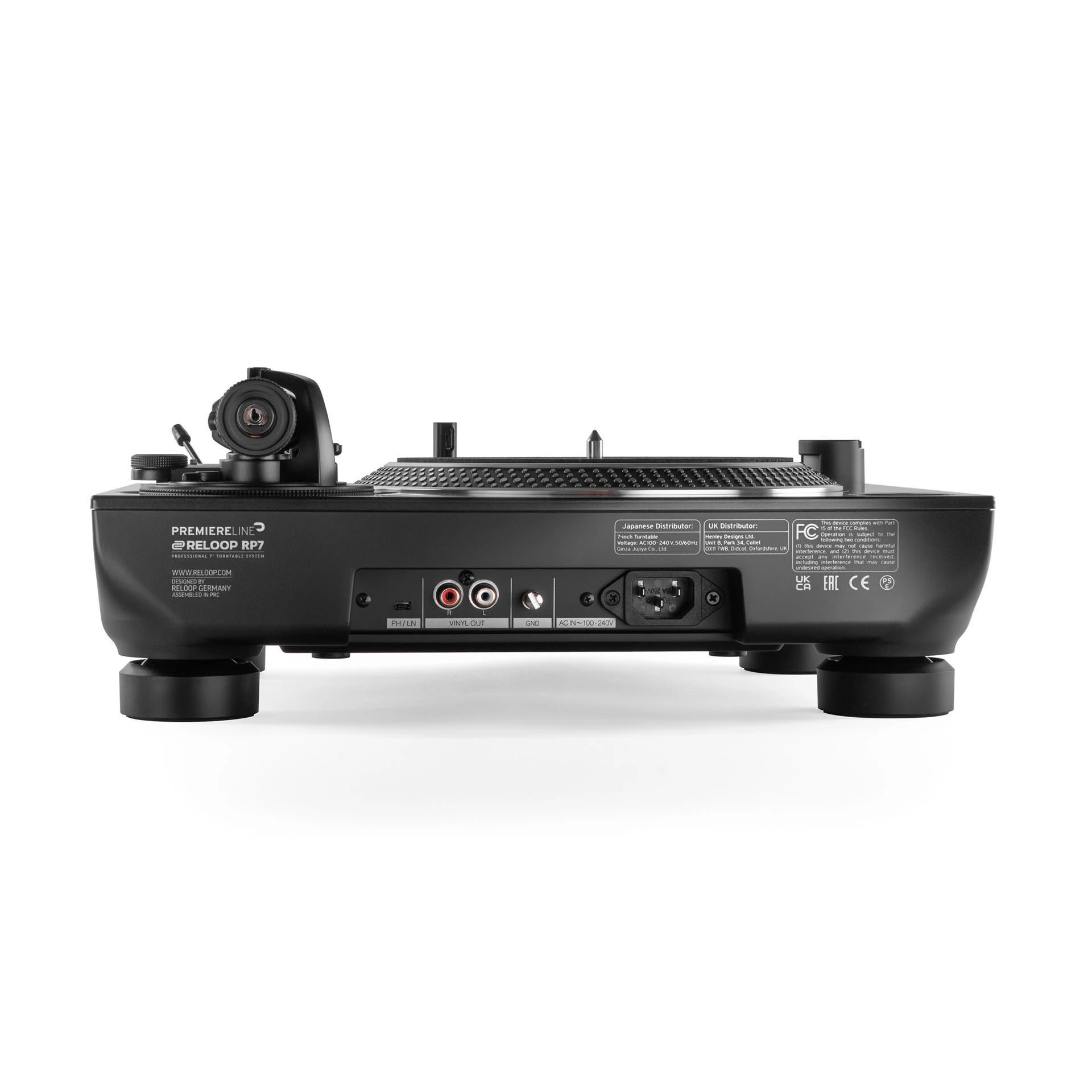 DJ-Controller, Reloop RP7, Phono-zu-Line, Rückseite, Anschlüsse