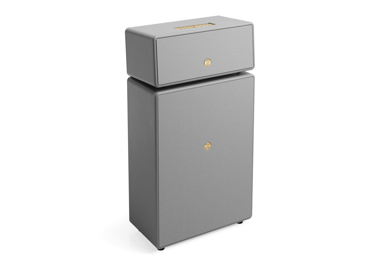 Hifi-Standfuß, Stereo-Säule, Kompaktlautsprecher, Grau, Kunstleder