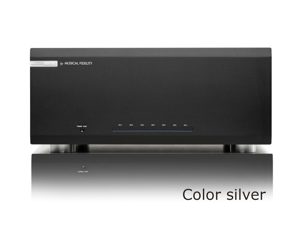 Audioverstärker, schwarz, Kanalanzeige, Vorderseite, schlankes Design