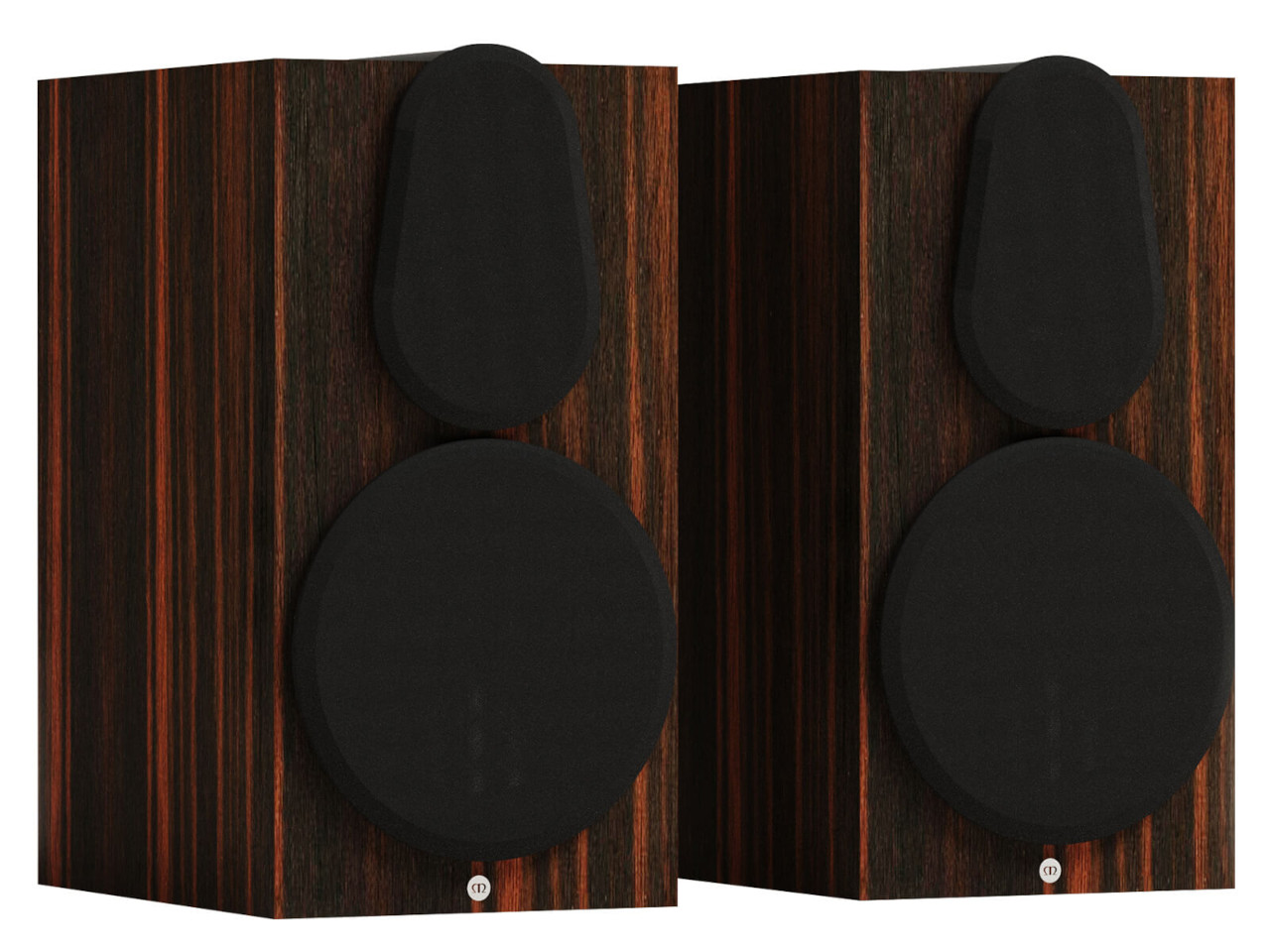 stander, wooden speakers, stereo speaker, black wood veneer, two-way speaker