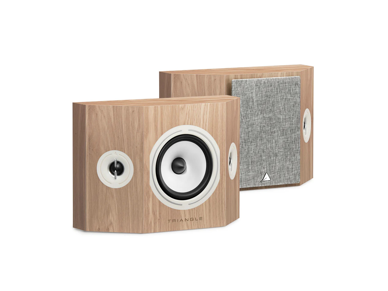 Lautsprecher, Holz, Stereo, Zweikanal, graue Stofffront