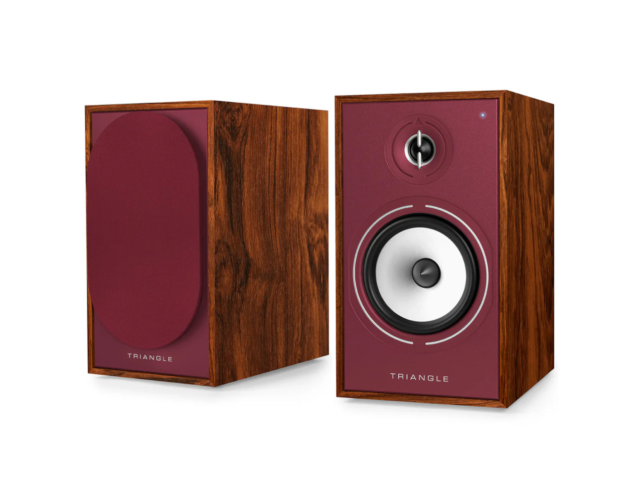 Wohnlautsprecher, Stereo-Lautsprecher, Holzgehäuse, Rot/bordeaux, Kompakte Lautsprecher