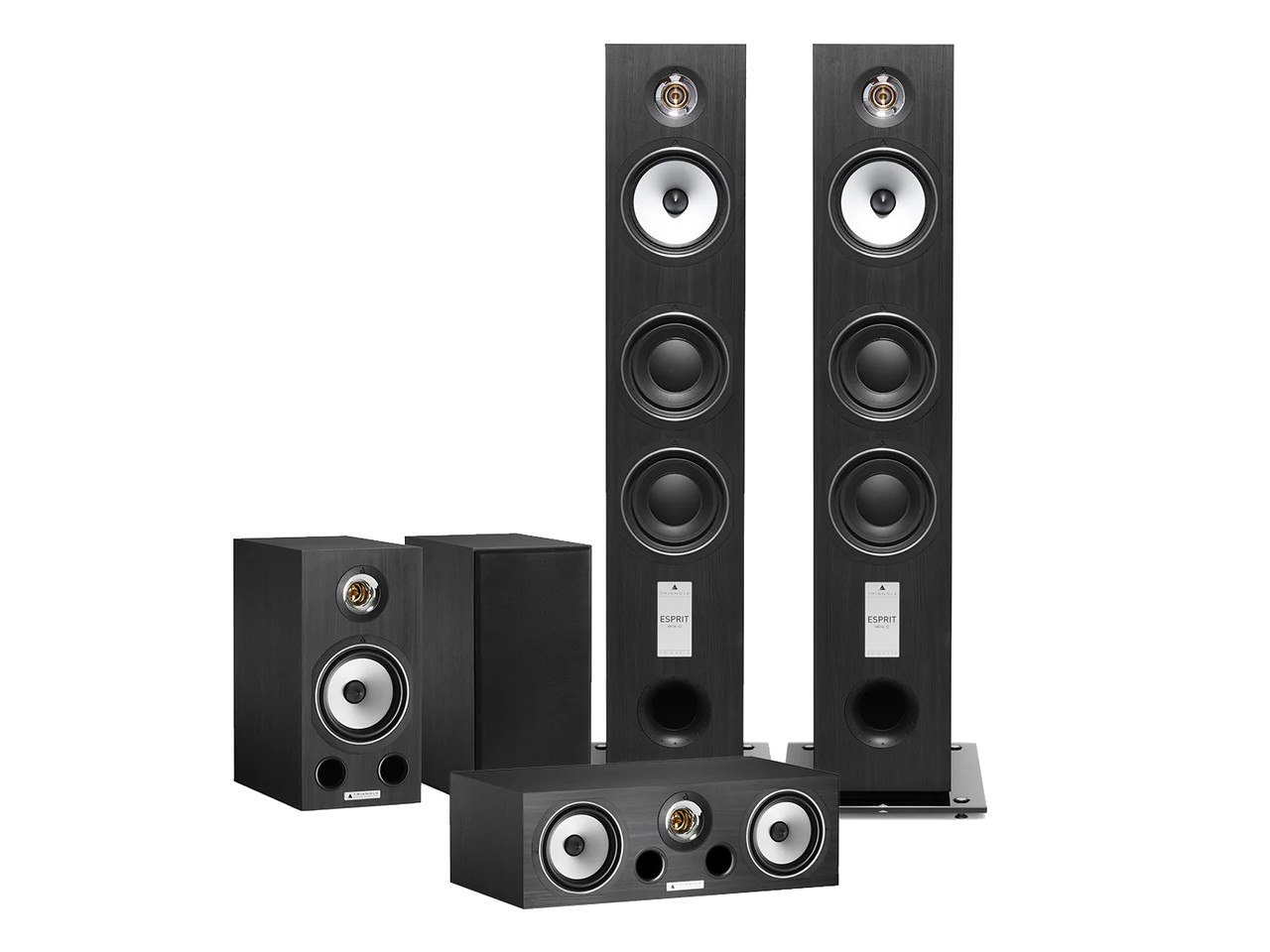 Lautsprecher, 5.1-Kanäle Set, Standlautsprecher, Schwarz, Holzoptik