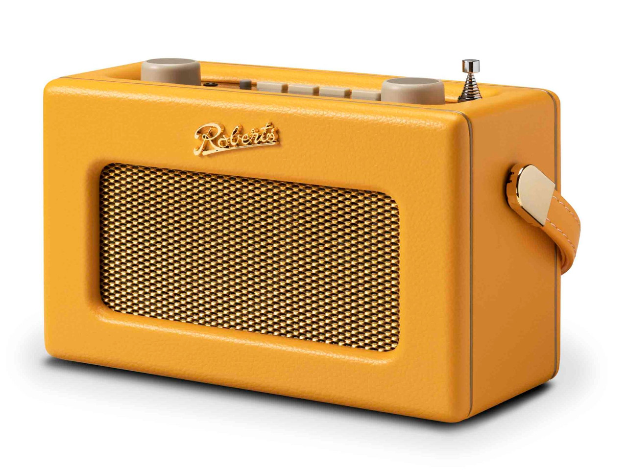 portabler Lautsprecher, orange, Lautsprechergitter, Trageband, Vintage-Stil