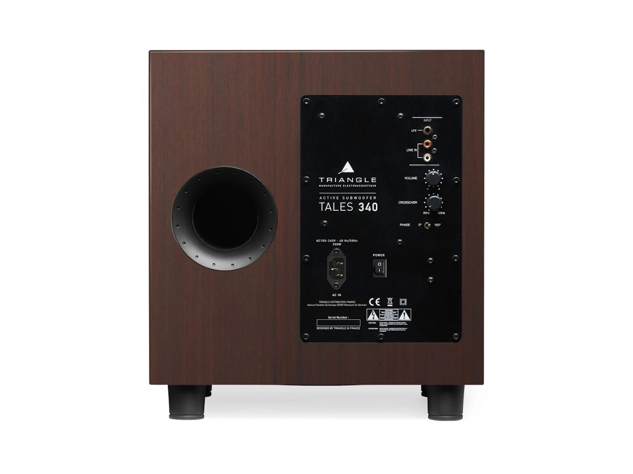 unterwoofer, holzgehäuse, braun, holzoptik, hinterseite
