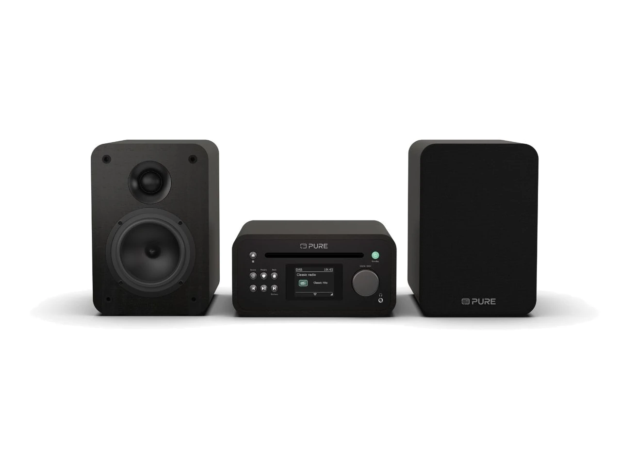 3‑teilige Lautsprechersystem, Bücherregal-Lautsprecher, Subwoofer, Bluetooth-Empfänger, schwarz