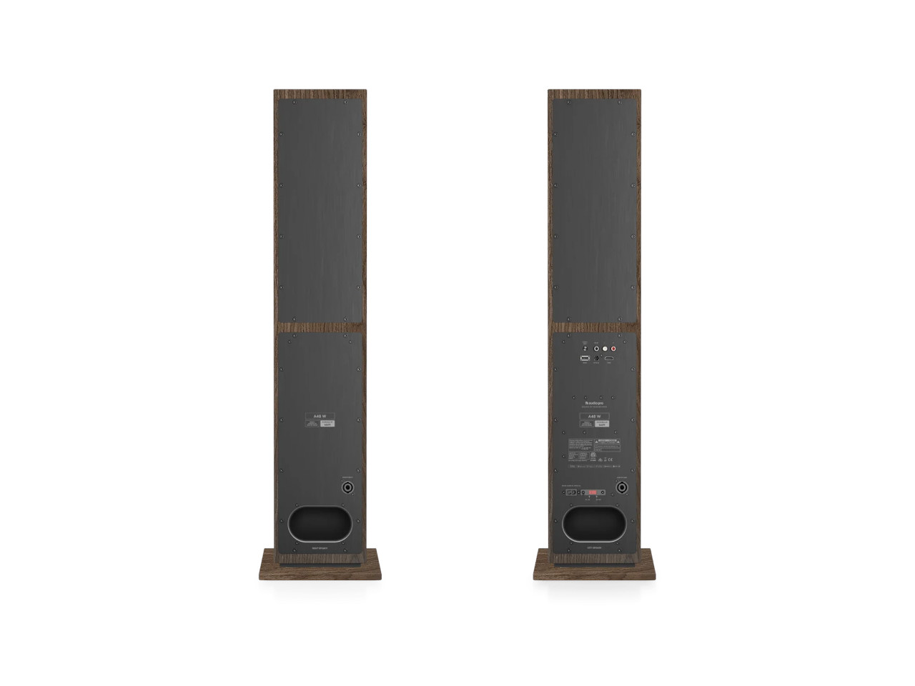 Standlautsprecher, Stand-Lautsprecher, Holzkabinet, dunkelgrau Front, Bassreflex-Port