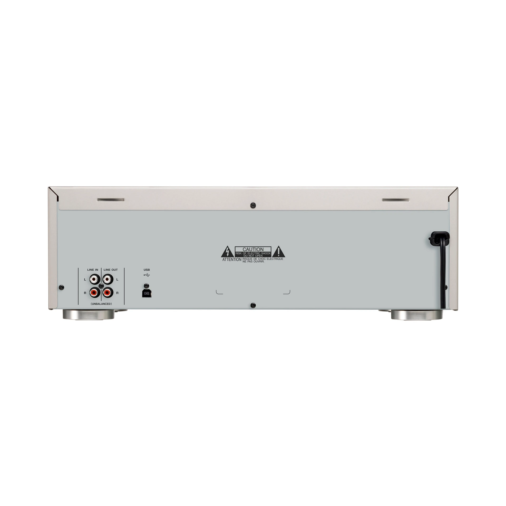 A/V-Verstärker Rückseite, RCA-Anschlüsse, USB, Netzkabel, Audio-Gerät Rückseite