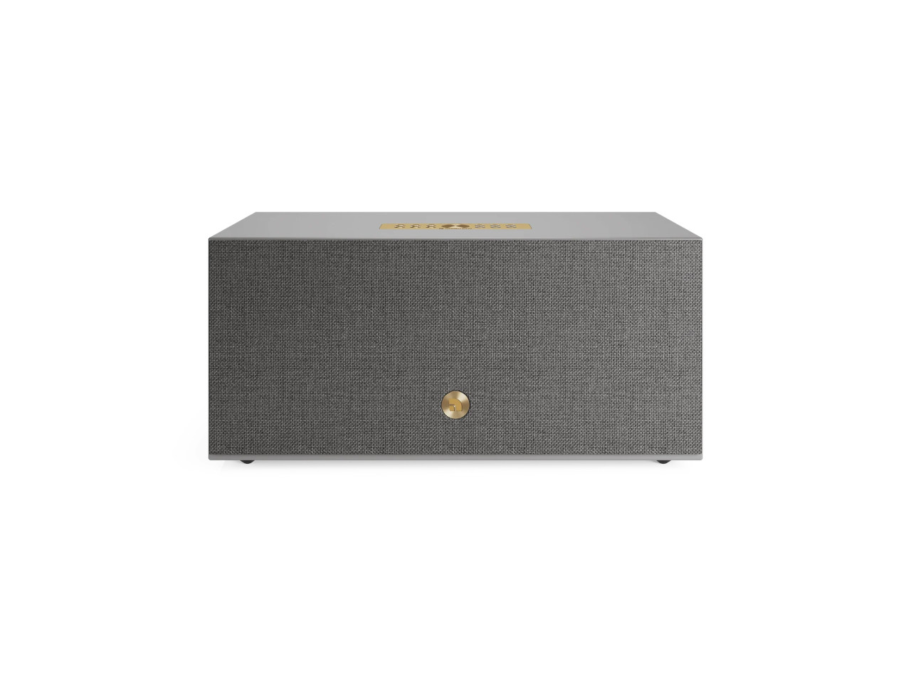 Bluetooth-Lautsprecher, Stoffgitter, Grau, Metallknopf, Rechteckige Box