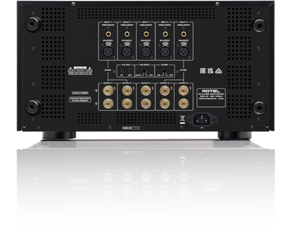 AV-Empfänger, RCA-Eingänge, XLR-Anschlüsse, Lautsprecher-Ausgänge, Netzstecker