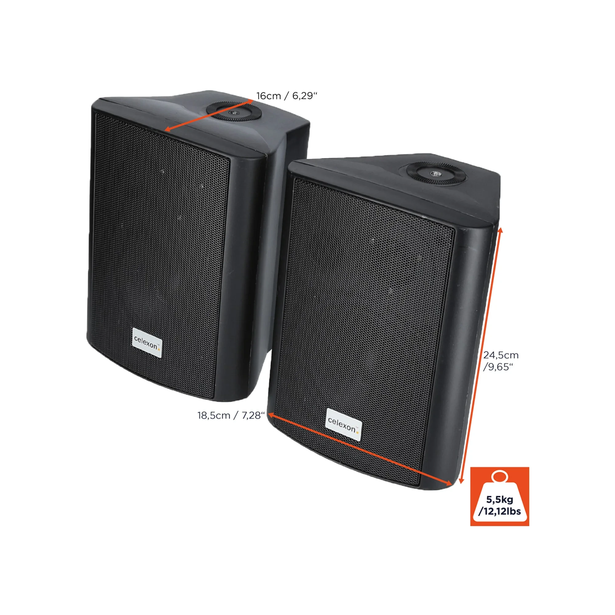 Lautsprecher, Stereospeaker, 2-Wege, Schwarz, Kompakt
