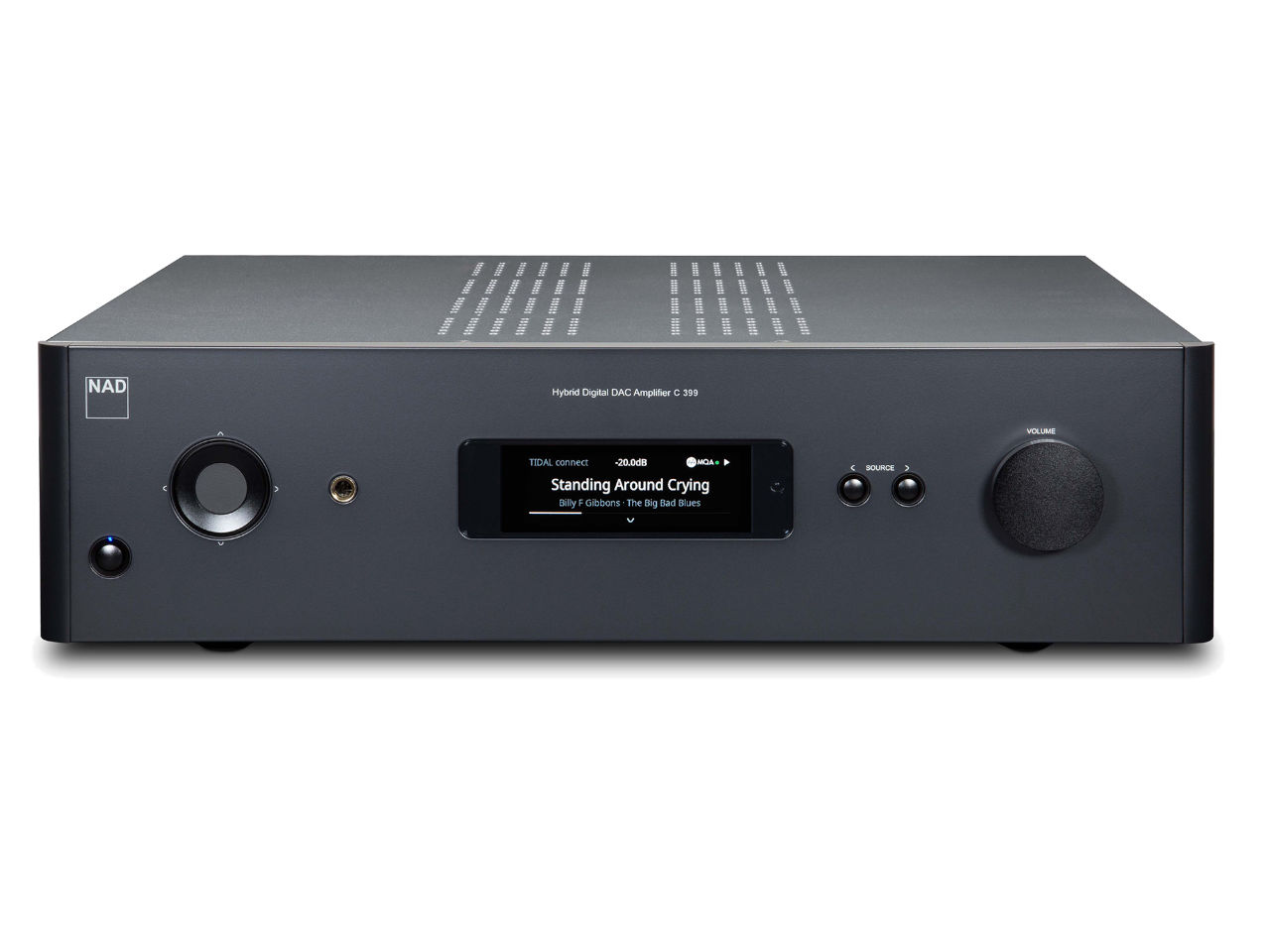 Hybrid DAC, Digital-Verstärker, Stereo-Vorverstärker, schwarzer Gehäuse, Display