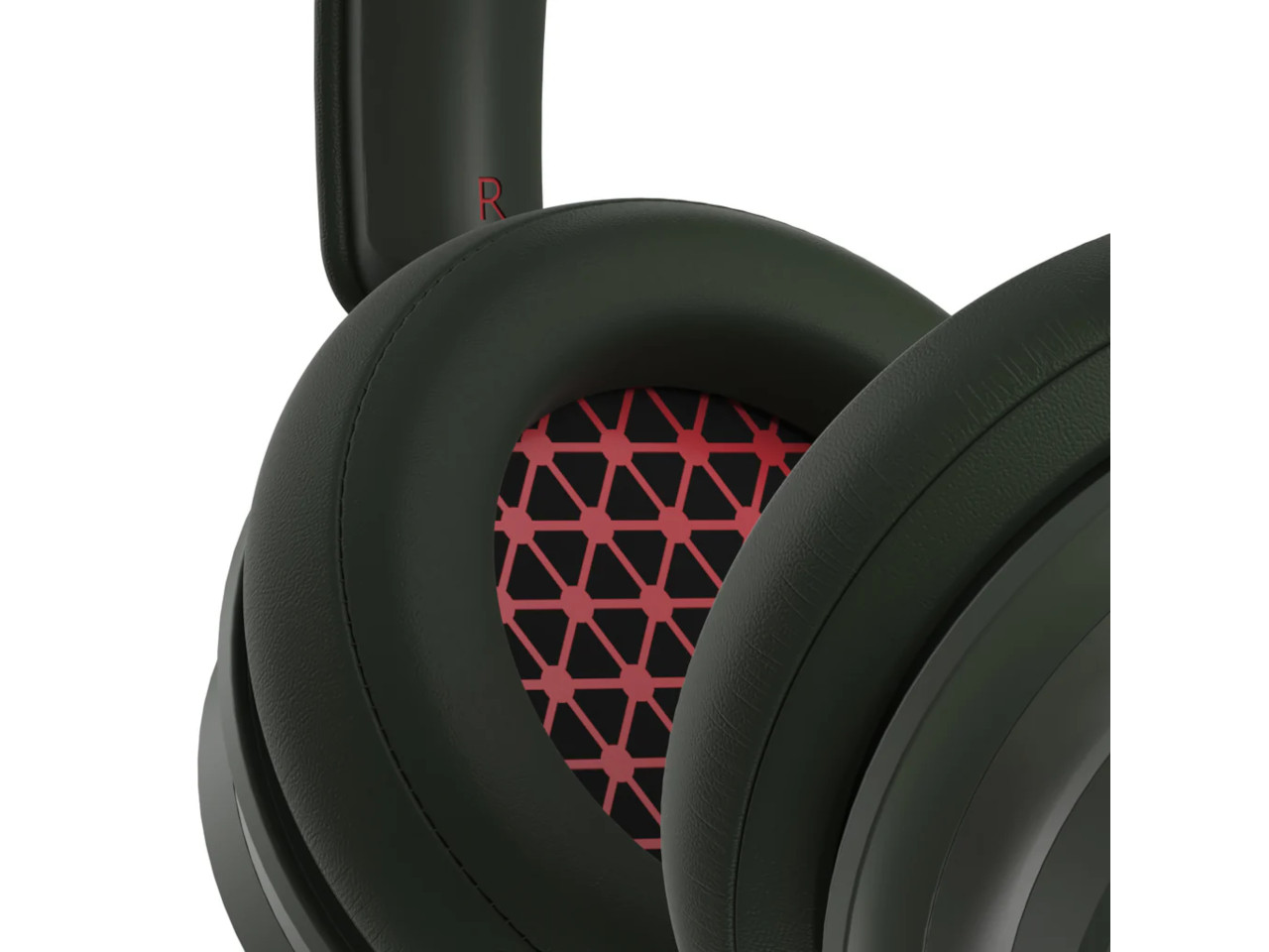 Kopfhörer, Over-Ear, Schwarz/Olive, Gewebe-Ohrpolster, Rote Muster