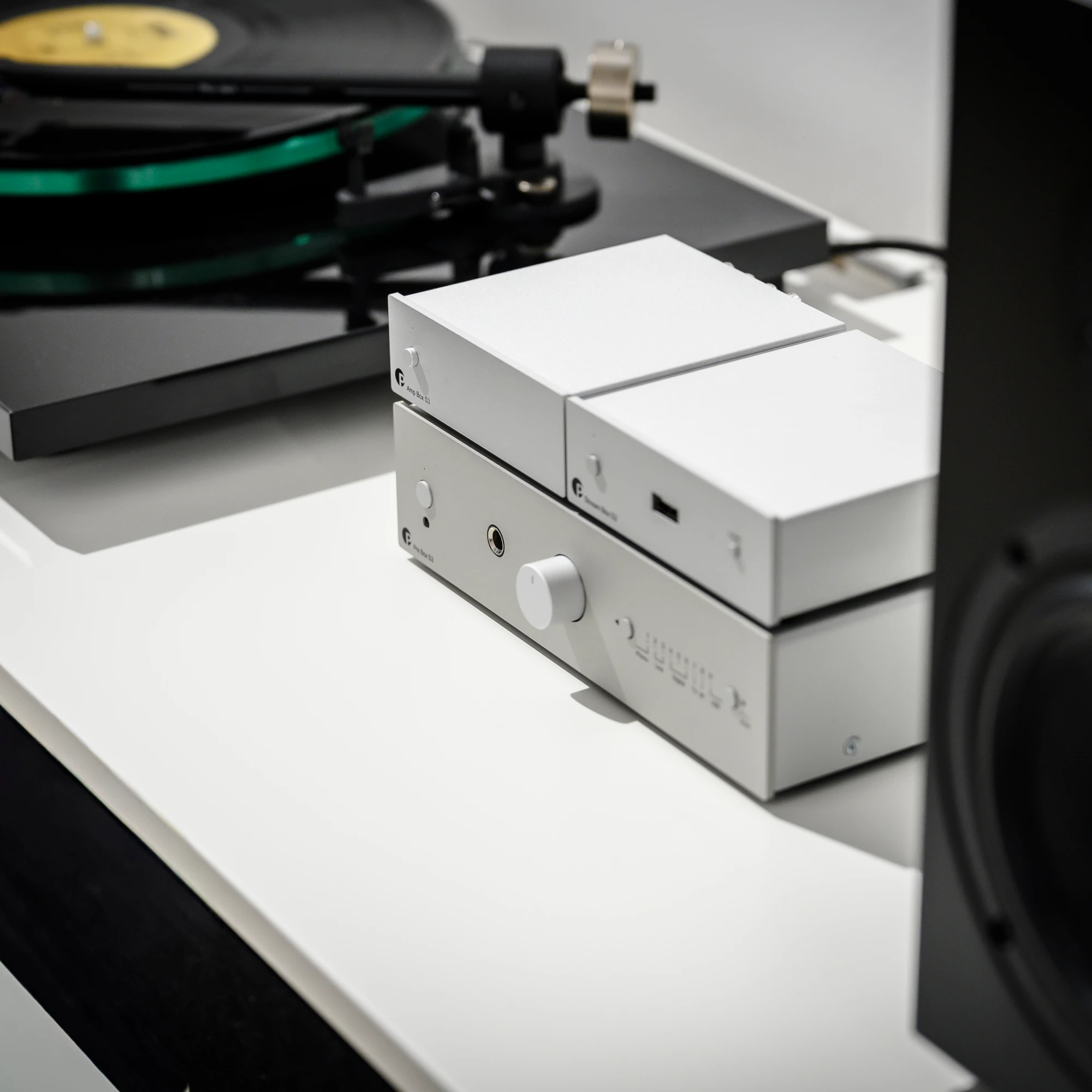 Schallplattenspieler, Verstärker, Hifi-Setup, Weiß, Plattenspieler