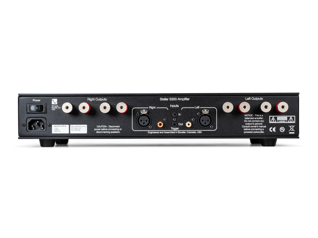Verstärker, Stereo, Rückseite, XLR-Eingänge, RCA-Ausgänge