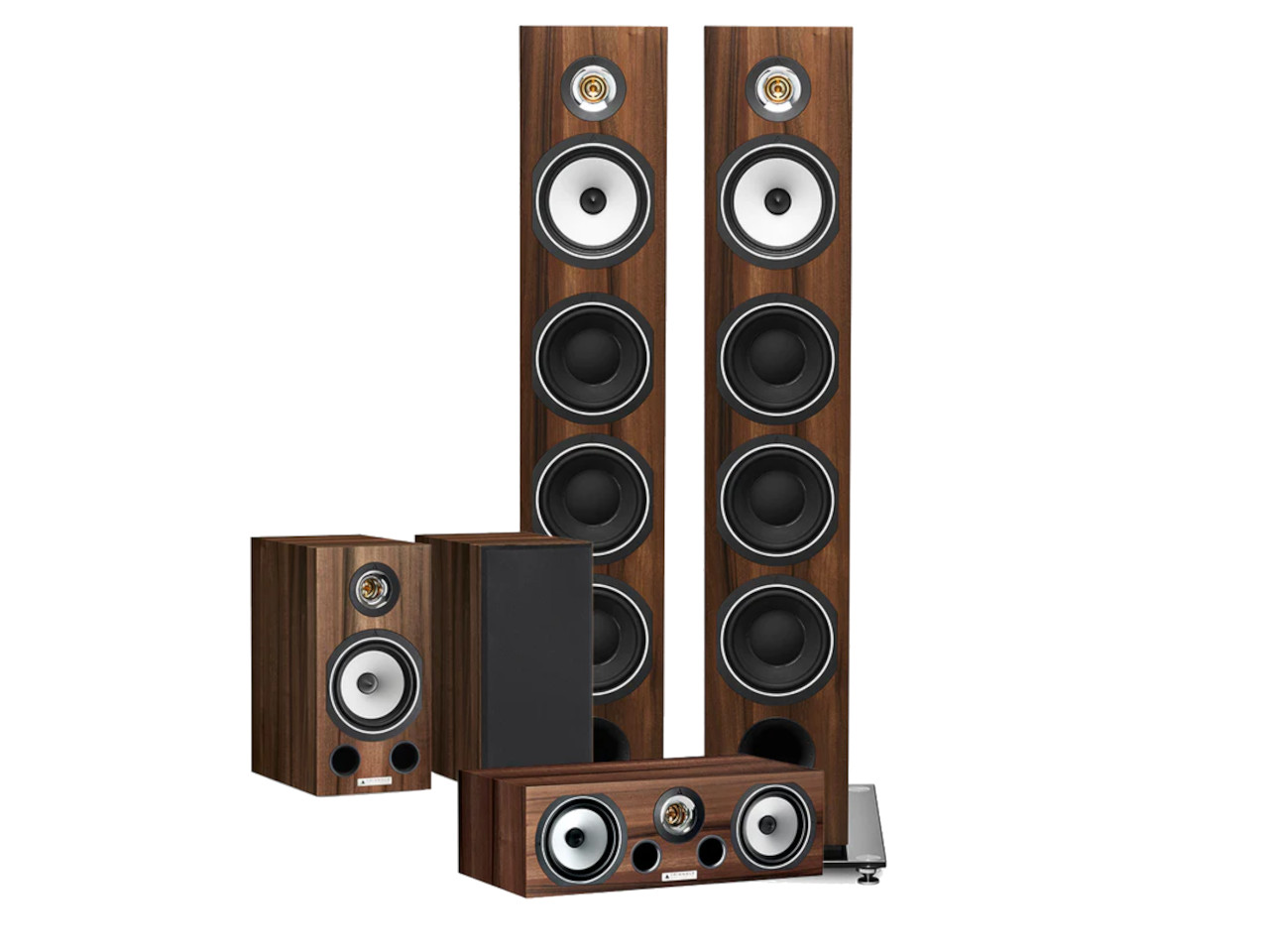 3‑Wege‑Lautsprecher, Standlautsprecher, Holzoptik, Schwarz/Weiß Treiber, HiFi-System