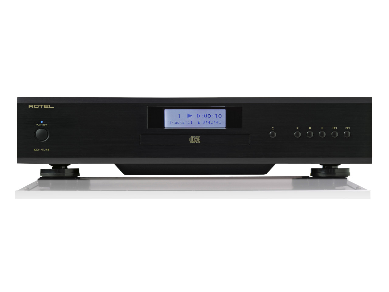 CD-Player, Stereogerät, schwarz Metall, LCD-Display, Bedienelemente