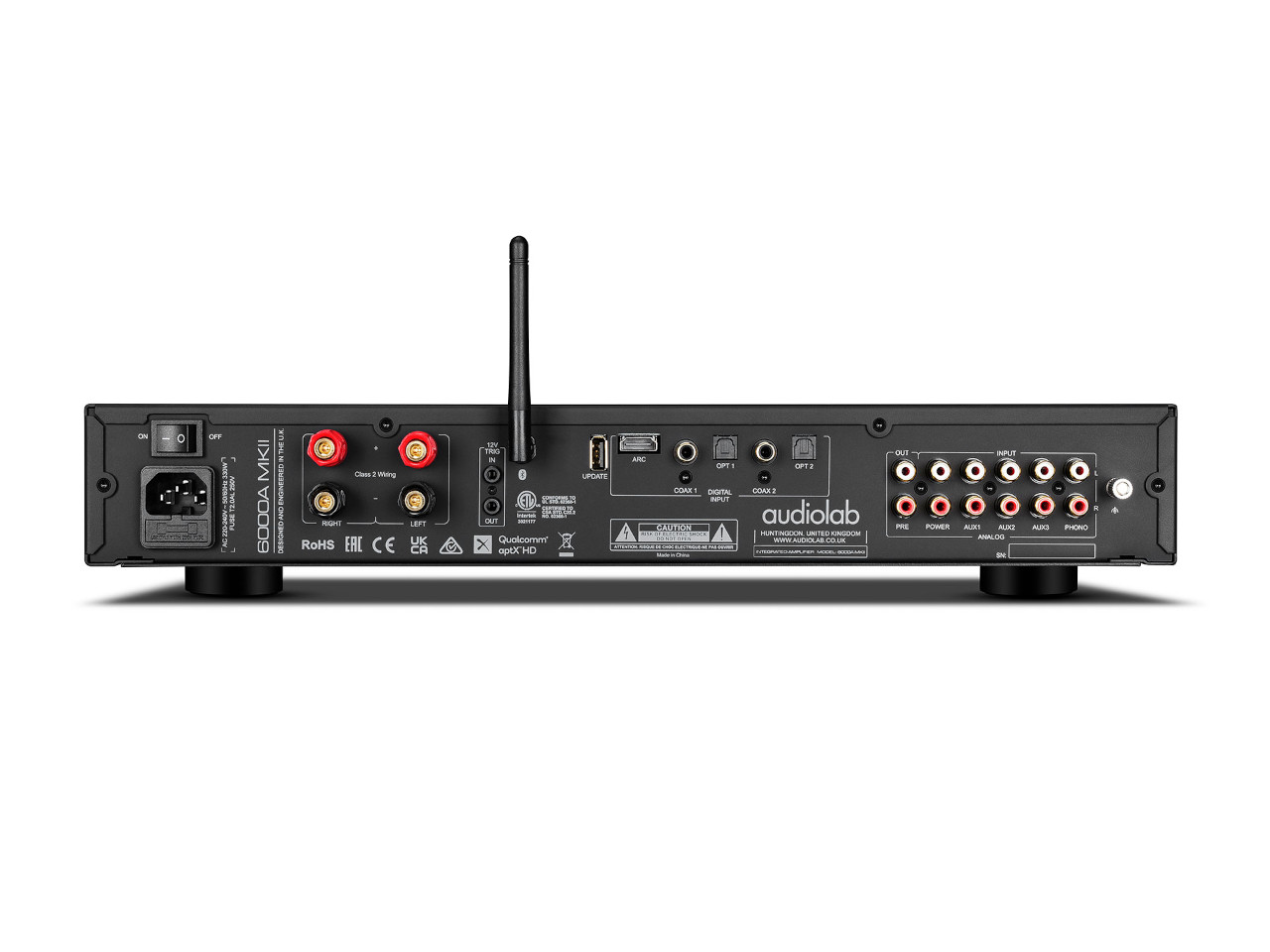 AV-Empfänger, RCA-Anschlüsse, Antennenanschluss, Drahtlose Antenne, Rückseite
