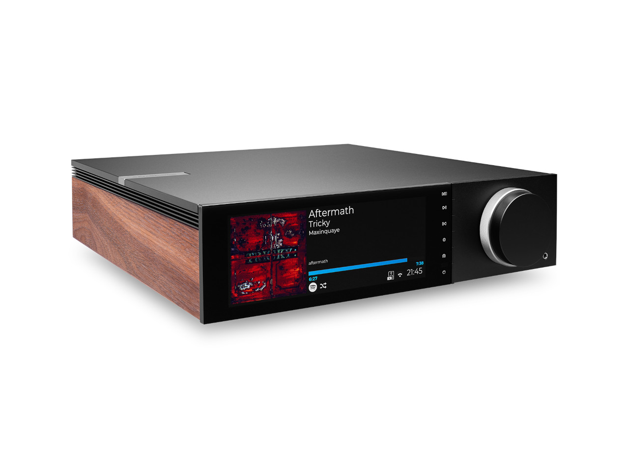 High-end Audio-Empfänger, Digitaler Stereo-Verstärker, Touchscreen-Display, Holzdekor seitepanel, Großer Volumenknopf