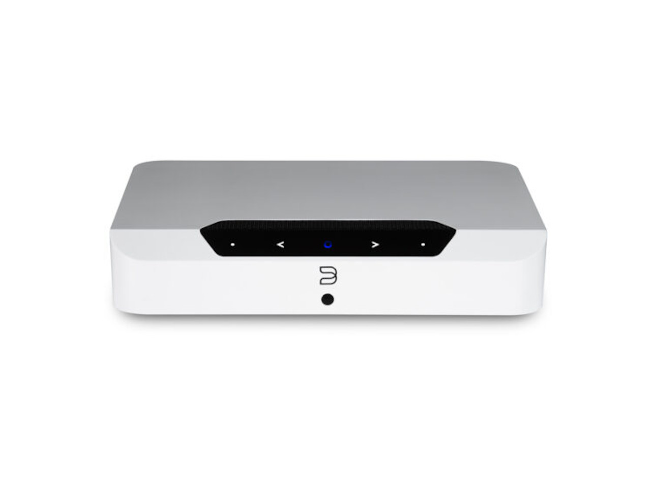 Netzwerkgerät, Router, weisses Gerät, schwarze Frontblende, LED-Indikatoren