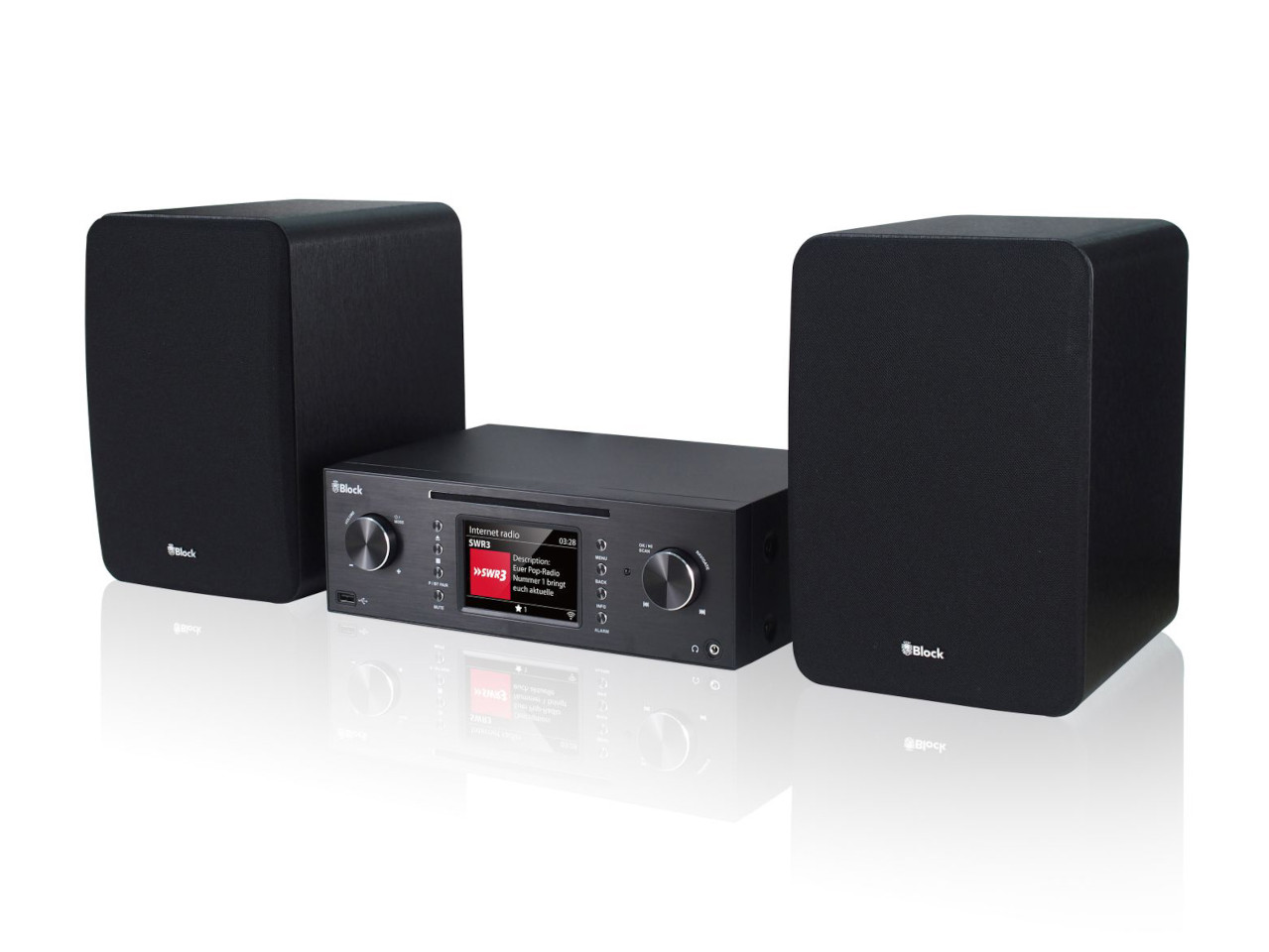 Stereoanlage, 2.1-System, Lautsprecher, Kompakt-Receiver, Schwarz