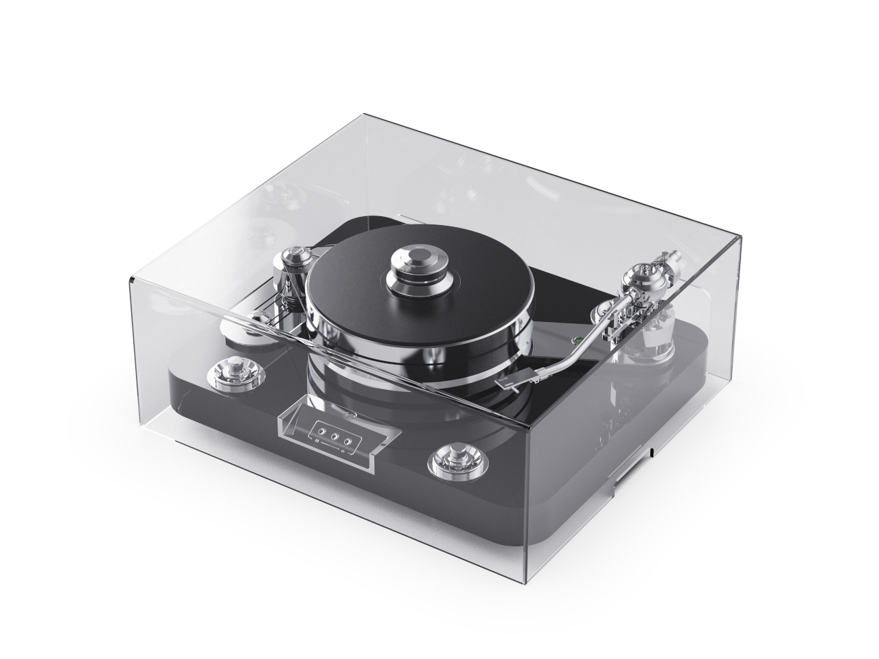 Schallplatte, Turntable, Plattenspieler, Transparentes Gehäuse, Nacken-Rotationsplatte