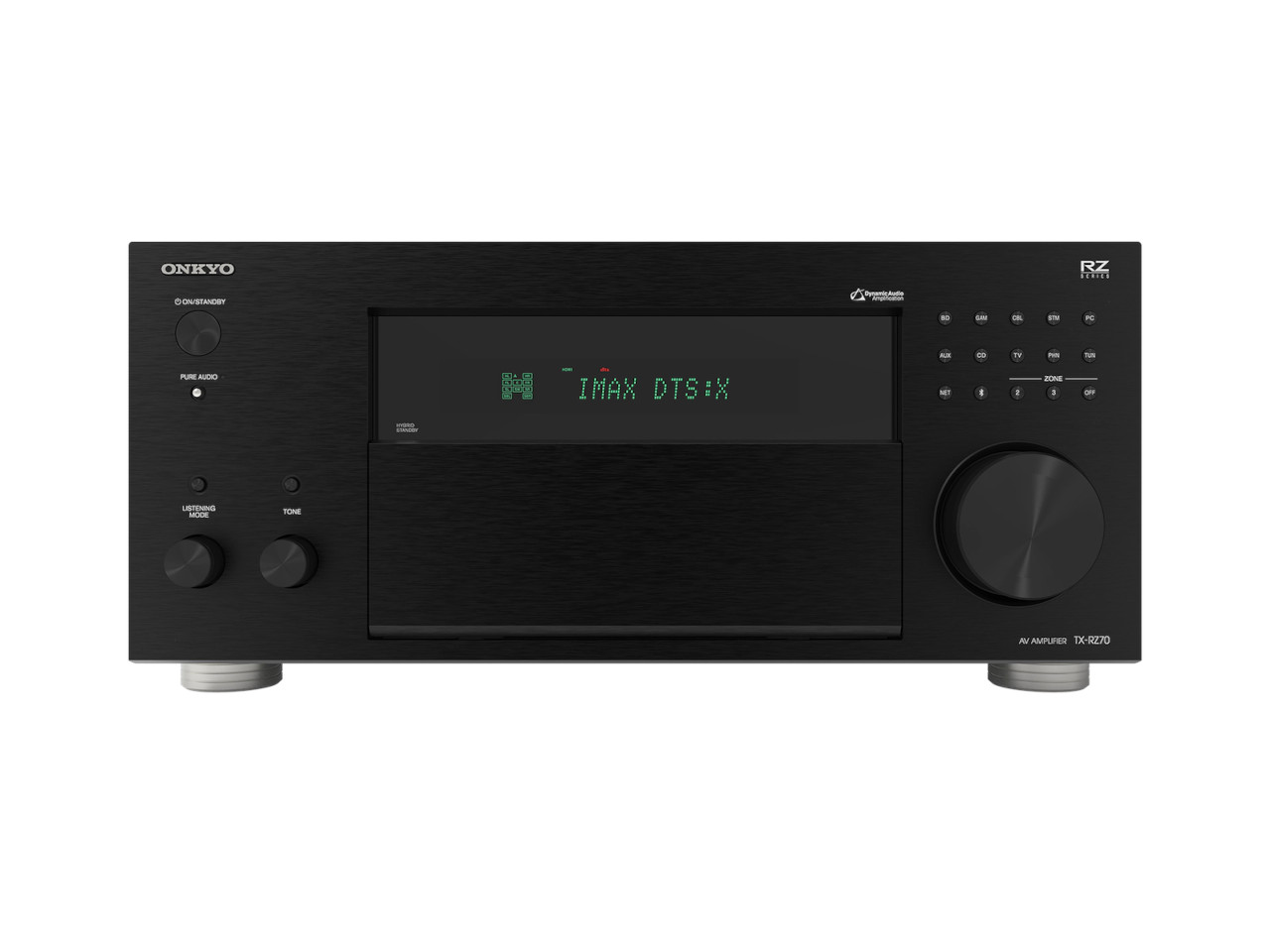 AV-Empfänger, Schwarzes Metall, Drehknopf, Anzeige grün, RZ-Serie