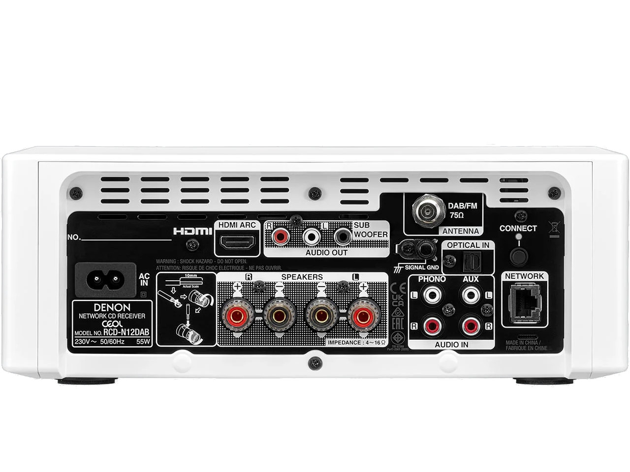 AV-Empfänger, Denon, RCD-M12DAB, HDMI-Schnittstelle, RCA-Anschlüsse