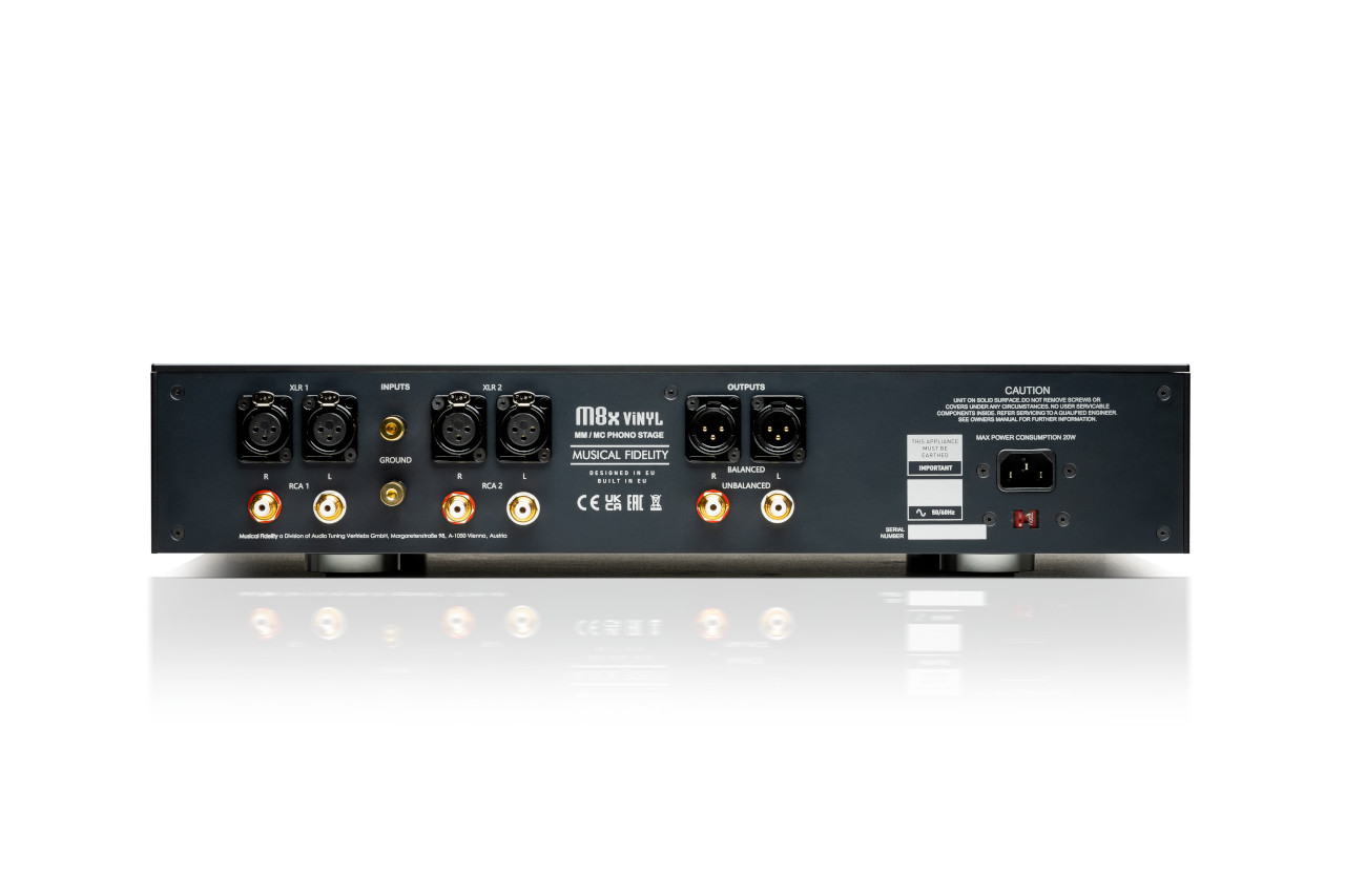RCA Ausgänge, XLR Eingänge, Phono-Stage, Stereo-Verstärker, Metallgehäuse