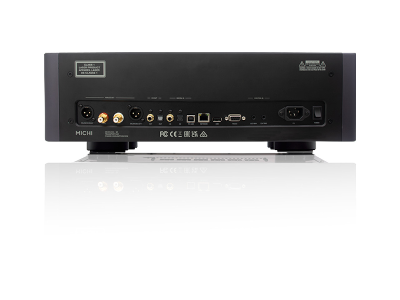 audiophile amplifier, Rückseite, RCA-Anschlüsse, USB-Anschluss, Ethernet-Anschluss