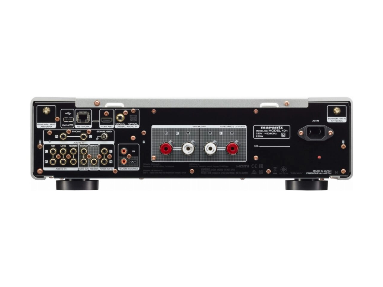 AV-Receiver, Audio-Verstärker, RCA-Anschlüsse, HDMI-Eingang, Silber-Schwarze Rückseite