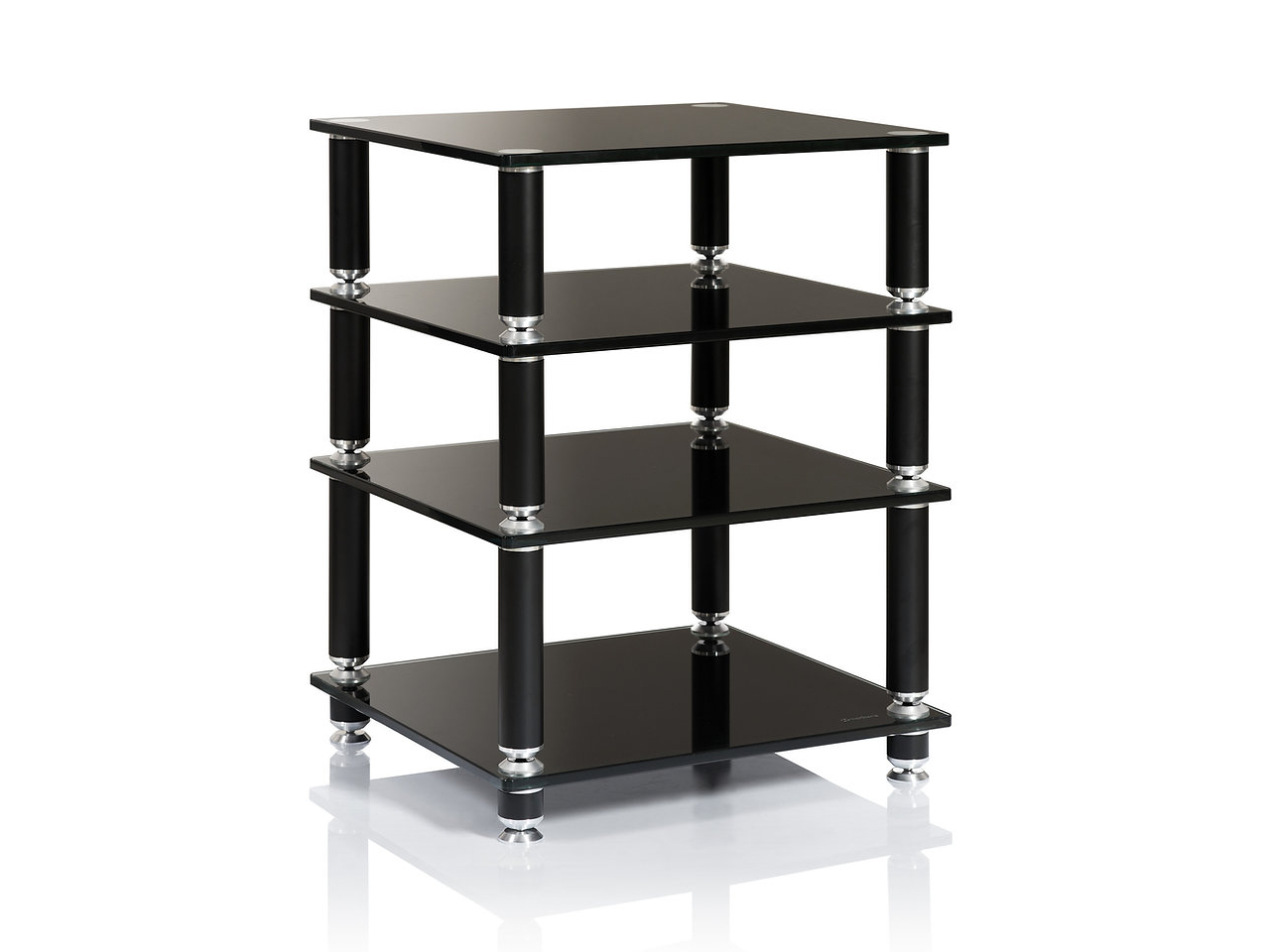 Regal, Glas, Schwarzes Regal, 4 Ebenen, Beistelltisch