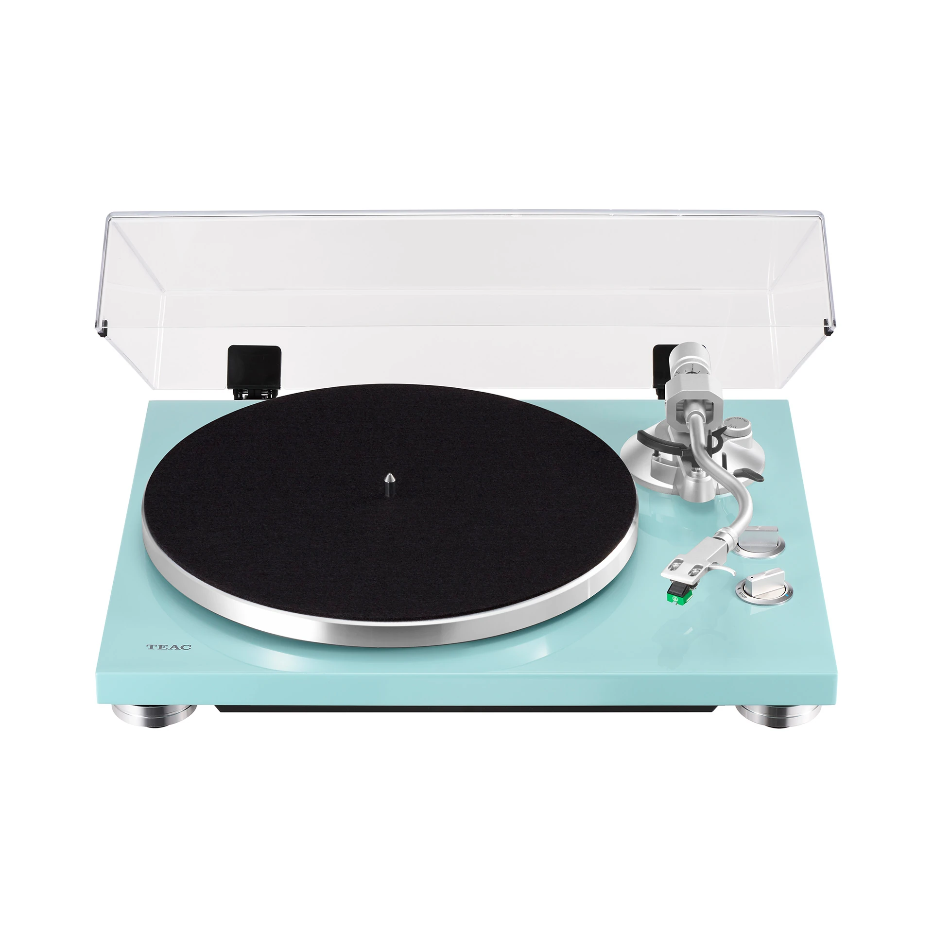 Plattenspieler, Turntable, Mintgrün, Klarer Deckel, Tonarm