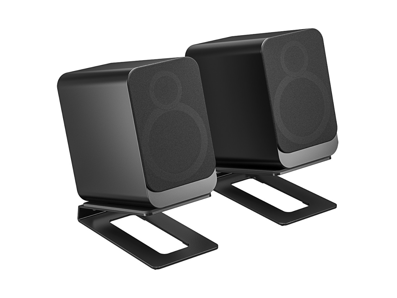 Lautsprecher, 2.0 Stereo, Schreibtischlautsprecher, Schwarz, Regalständer