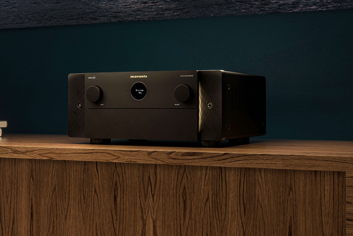 HiFi-Verstärker, Schwarz, A/V-Receiver, Lautstärkeregler, Frontplatte aus Metall