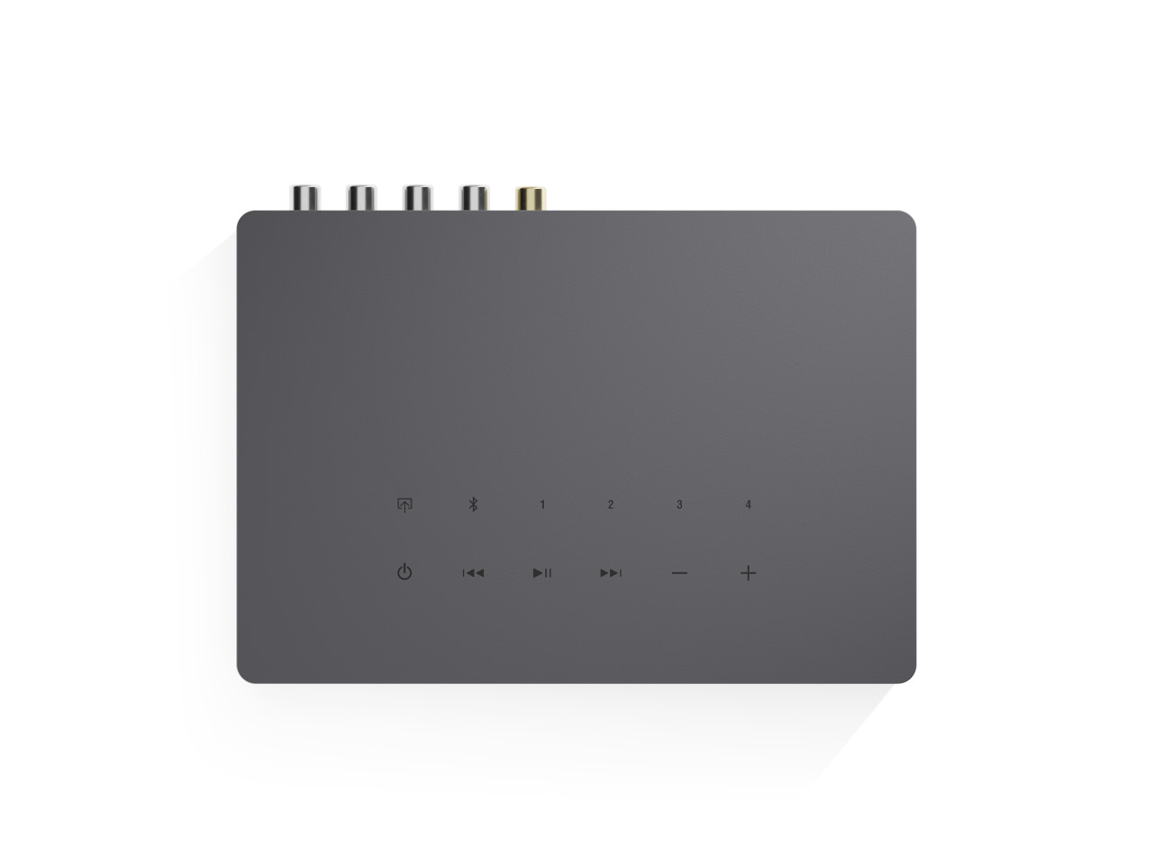 Audioadapter, HDMI?, Anschlüsse, graues Gehäuse, Tasten