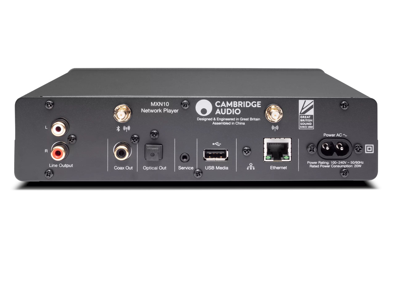 Netzwerk-Player, Line-Ausgang, Koax-Ausgang, Optischer Ausgang, Ethernet
