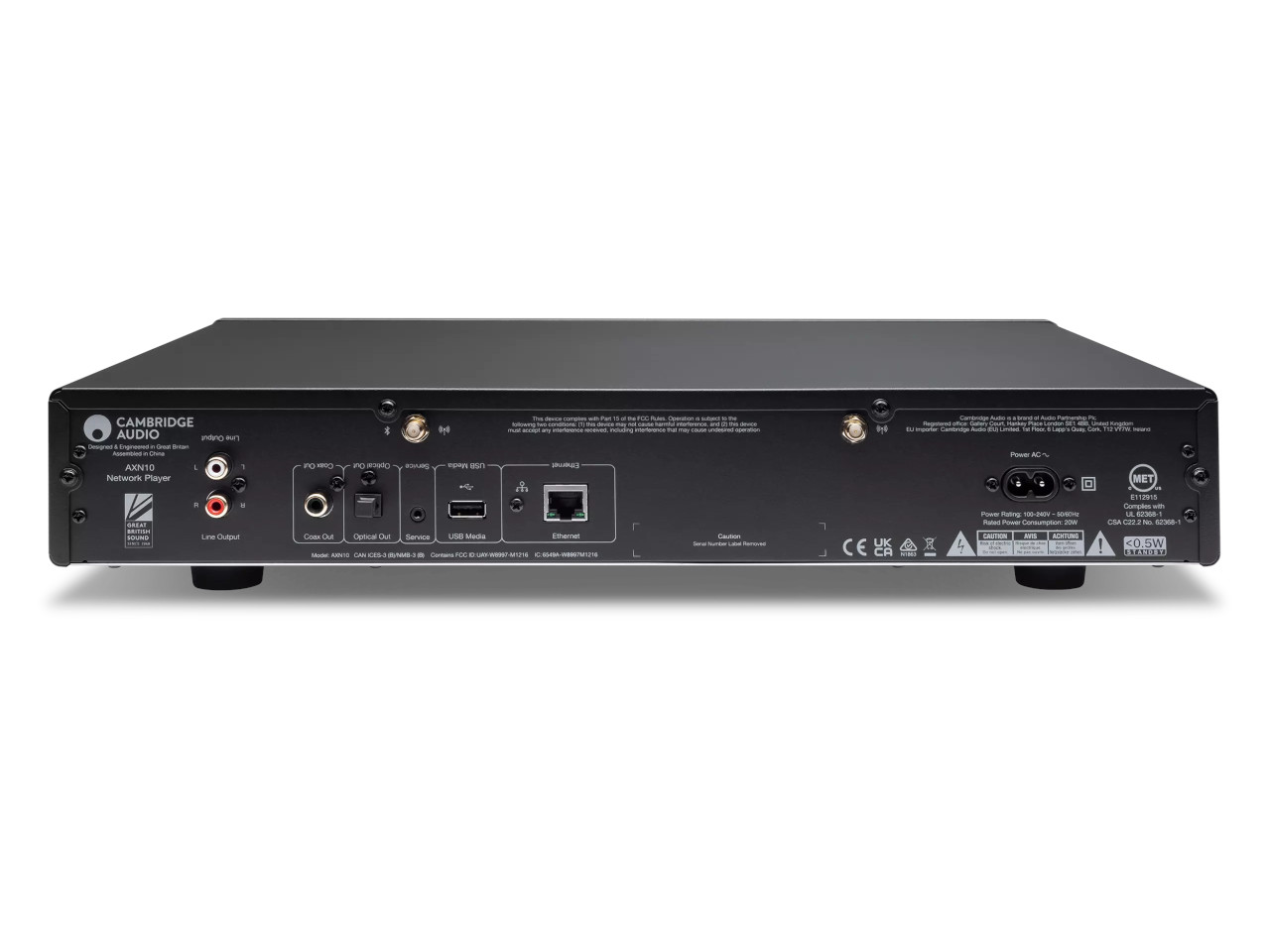Netzwerk-Player, RCA Line-Ausgang, USB-Medien, Ethernet, Koax-Ausgang