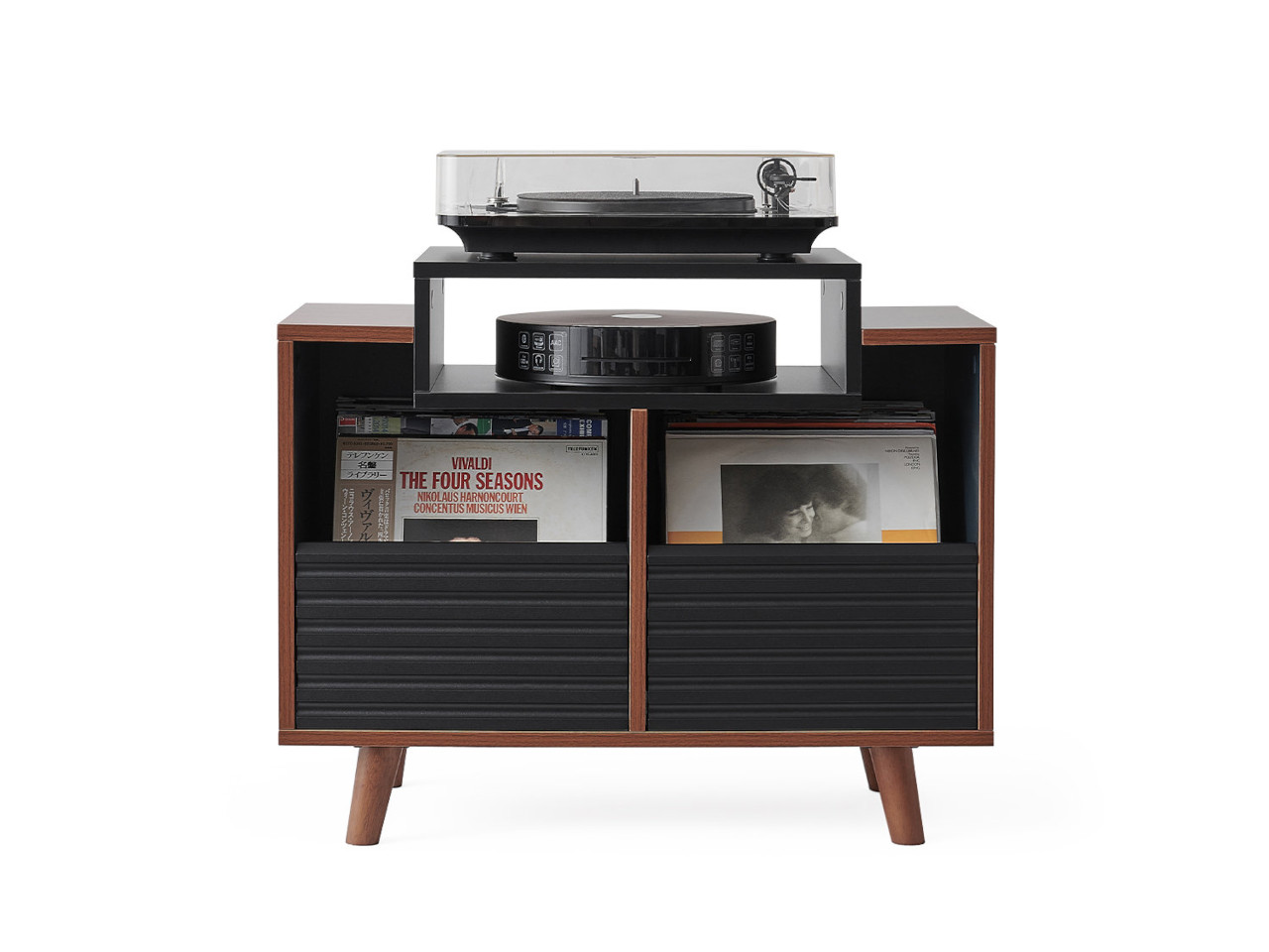 HiFi-Stereoanlage, Plattenspieler, Vinylteller, Holzmidcent, Regal-Soundsystem