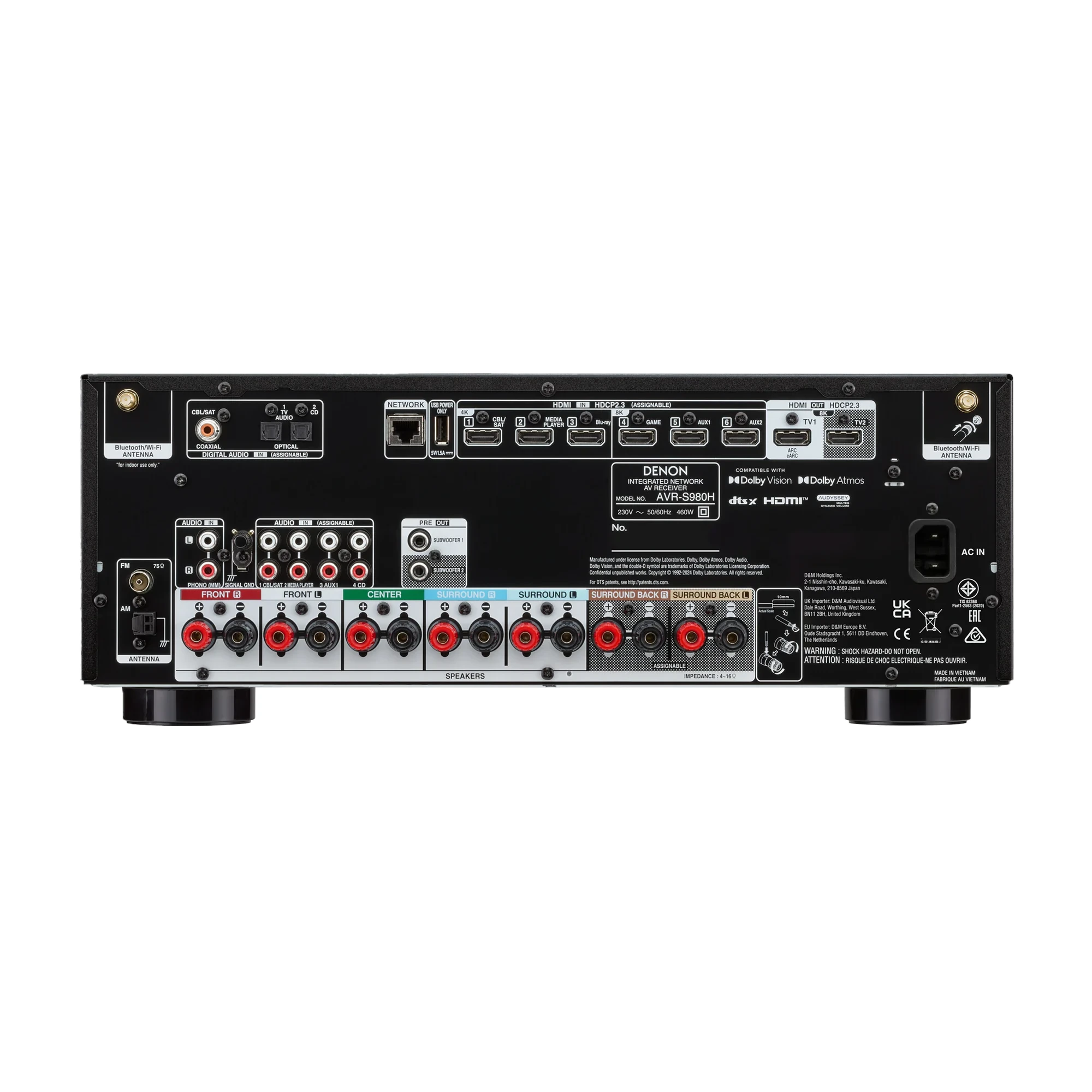 Hifi-Empfänger, Kabelanschlüsse, RCA, S-Video, HDMI-Anschlüsse